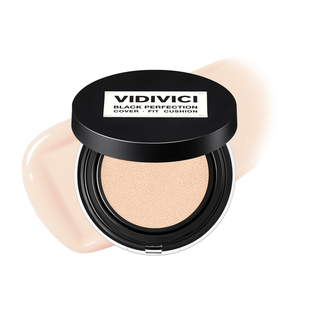 VIDIVICI Black Perfection Cover Fit Cushion | Flawless Slim Coverage Cushion Foundation, Korean Makeup, Sweat-Resistant, Semi-Matte Finish, Long-Lasting, Bulidable, 0.45 Oz. (No. 40NC Sienna)
