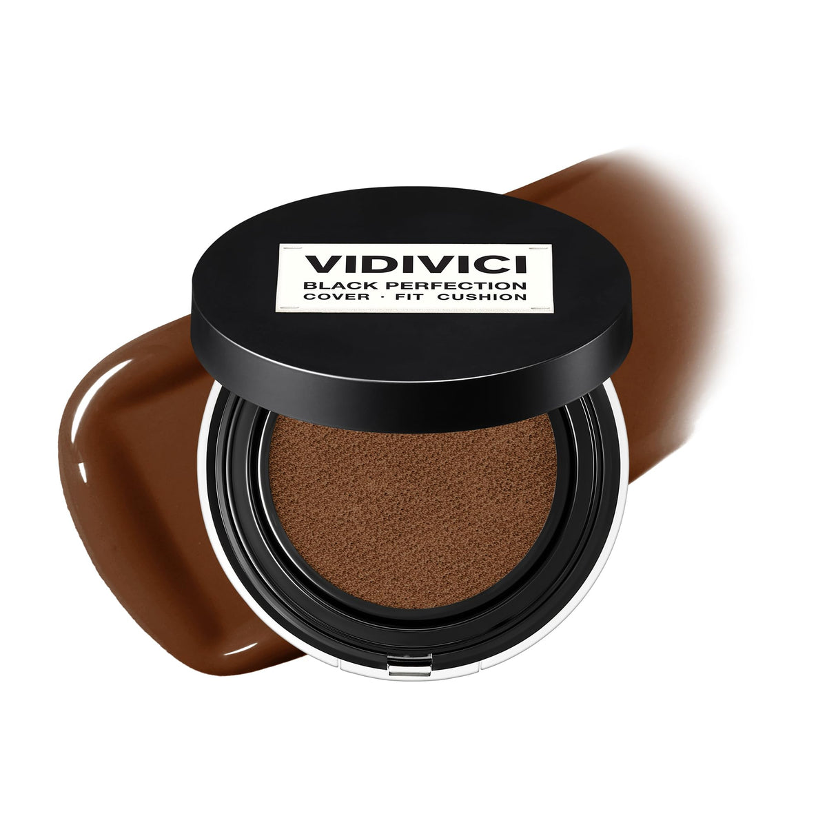 VIDIVICI Black Perfection Cover Fit Cushion | Flawless Slim Coverage Cushion Foundation, Korean Makeup, Sweat-Resistant, Semi-Matte Finish, Long-Lasting, Bulidable, 0.45 Oz. (No. 40NC Sienna)