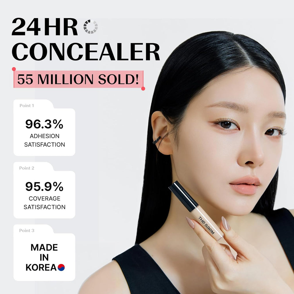 THESAEM Cover Perfection Tip Concealer 0.2 fl.oz. - 2.0 Rich Beige Warm Beige for Deep Skin Tone 23 - High Coverage Long Lasting Concealer - Korean Makeup for Dark Circles & Blemishes