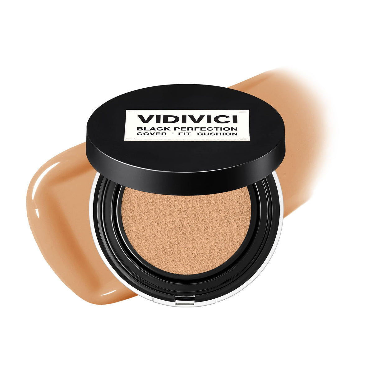 VIDIVICI Black Perfection Cover Fit Cushion | Flawless Slim Coverage Cushion Foundation, Korean Makeup, Sweat-Resistant, Semi-Matte Finish, Long-Lasting, Bulidable, 0.45 Oz. (No. 40NC Sienna)