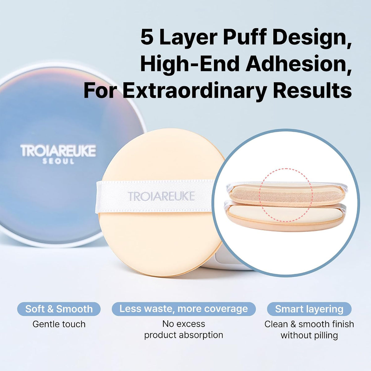 TROIAREUKE Seoul Bridal Cushion Foundation(22,Yellow Beige), Korean Cushion