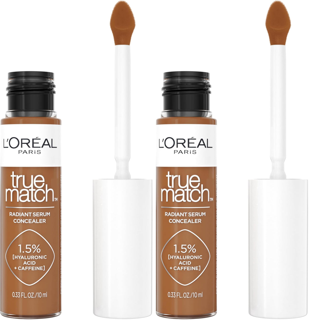 L'Oreal Paris True Match Radiant Serum Concealer, Brightening Under Eye Concealer Make Up with 1.5% Hyaluronic Acid and Caffeine, W3, 0.33 Oz