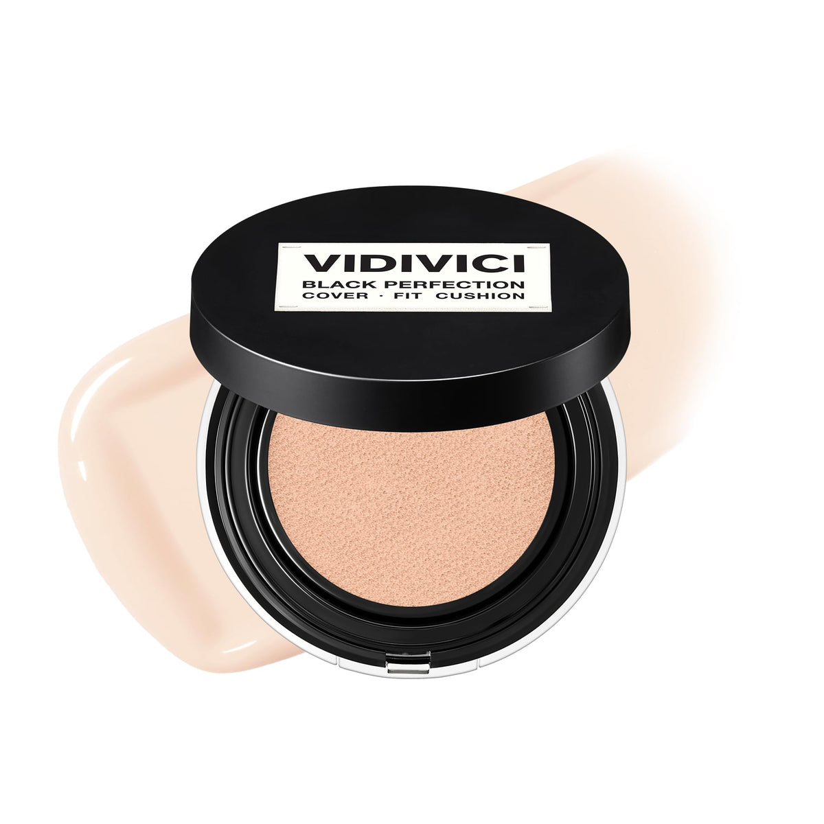 VIDIVICI Black Perfection Cover Fit Cushion | Flawless Slim Coverage Cushion Foundation, Korean Makeup, Sweat-Resistant, Semi-Matte Finish, Long-Lasting, Bulidable, 0.45 Oz. (No. 40NC Sienna)