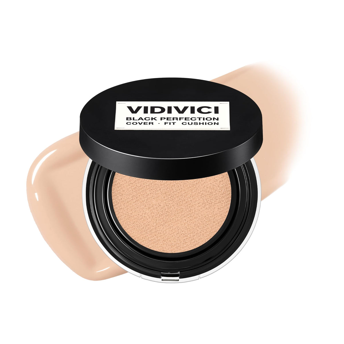 VIDIVICI Black Perfection Cover Fit Cushion | Flawless Slim Coverage Cushion Foundation, Korean Makeup, Sweat-Resistant, Semi-Matte Finish, Long-Lasting, Bulidable, 0.45 Oz. (No. 40NC Sienna)