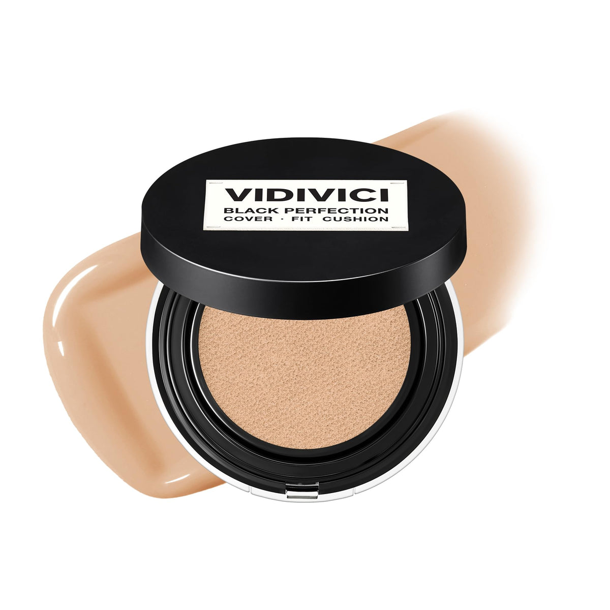 VIDIVICI Black Perfection Cover Fit Cushion | Flawless Slim Coverage Cushion Foundation, Korean Makeup, Sweat-Resistant, Semi-Matte Finish, Long-Lasting, Bulidable, 0.45 Oz. (No. 40NC Sienna)
