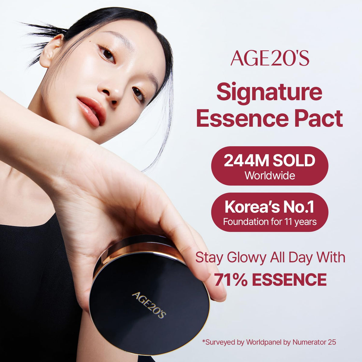 [MINI SIZE] AGE20'S Signature Essence Pact | 17N | Vegan Korean Cushion Foundation | Pack of 1 | Cream Foundation, Dewy & Glow Finish, Natural Coverage, SPF 50+ | 0.14 oz