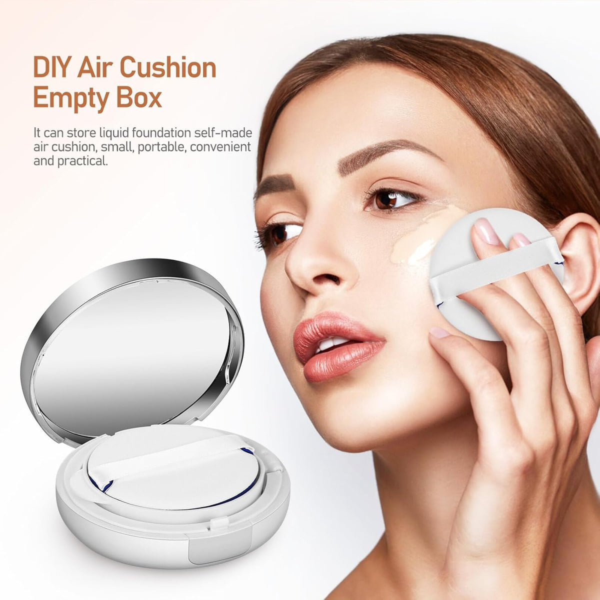 Beaupretty Empty Cushion Compact Case 2 pack Refillable Powder Box with Puff Portable Powder Container for Loose Body Storage Travel and Daily Use