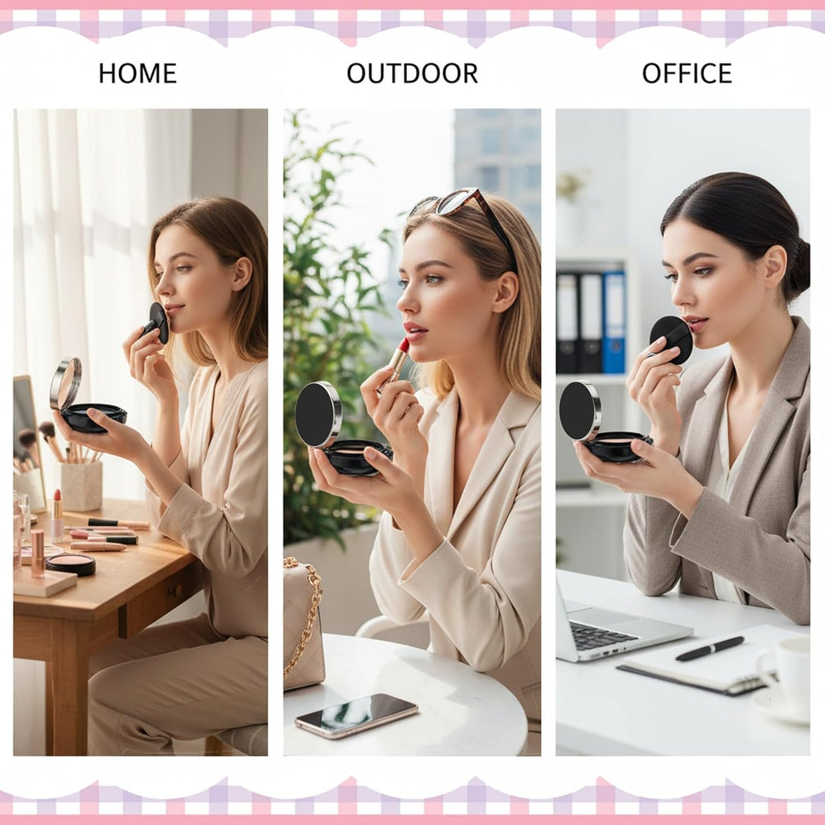 2 Pcs Loose Powder Container with Puff 15g/0.5oz Empty Cushion Foundation Compact Luxurious Cushion Foundation Box Portable DIY Makeup Powder Container with Air Sponge Mirror and Powders Puff