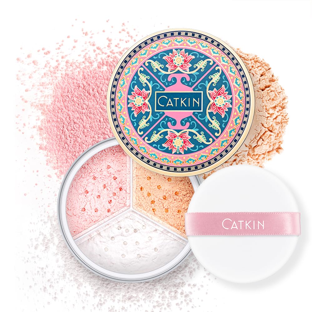 CATKIN Loose Setting Powder - Translucent Matte Finishing Powder, 3 Colors Even Skin Tone, Oil Control Makeup Pore Minimizing Powder with Velour Puff (0.42oz, C04 Matte for Dry Skin)