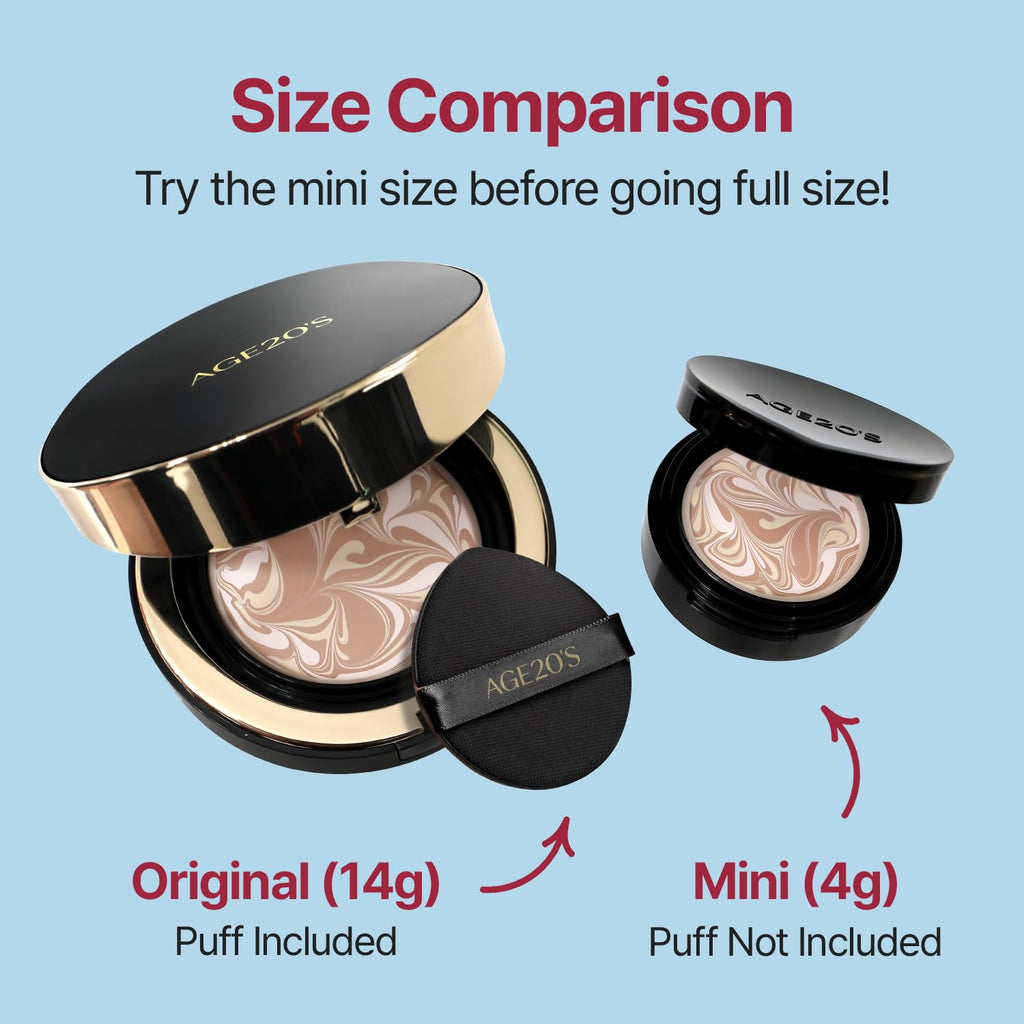 [MINI SIZE] AGE20'S Signature Essence Pact | 17N | Vegan Korean Cushion Foundation | Pack of 1 | Cream Foundation, Dewy & Glow Finish, Natural Coverage, SPF 50+ | 0.14 oz