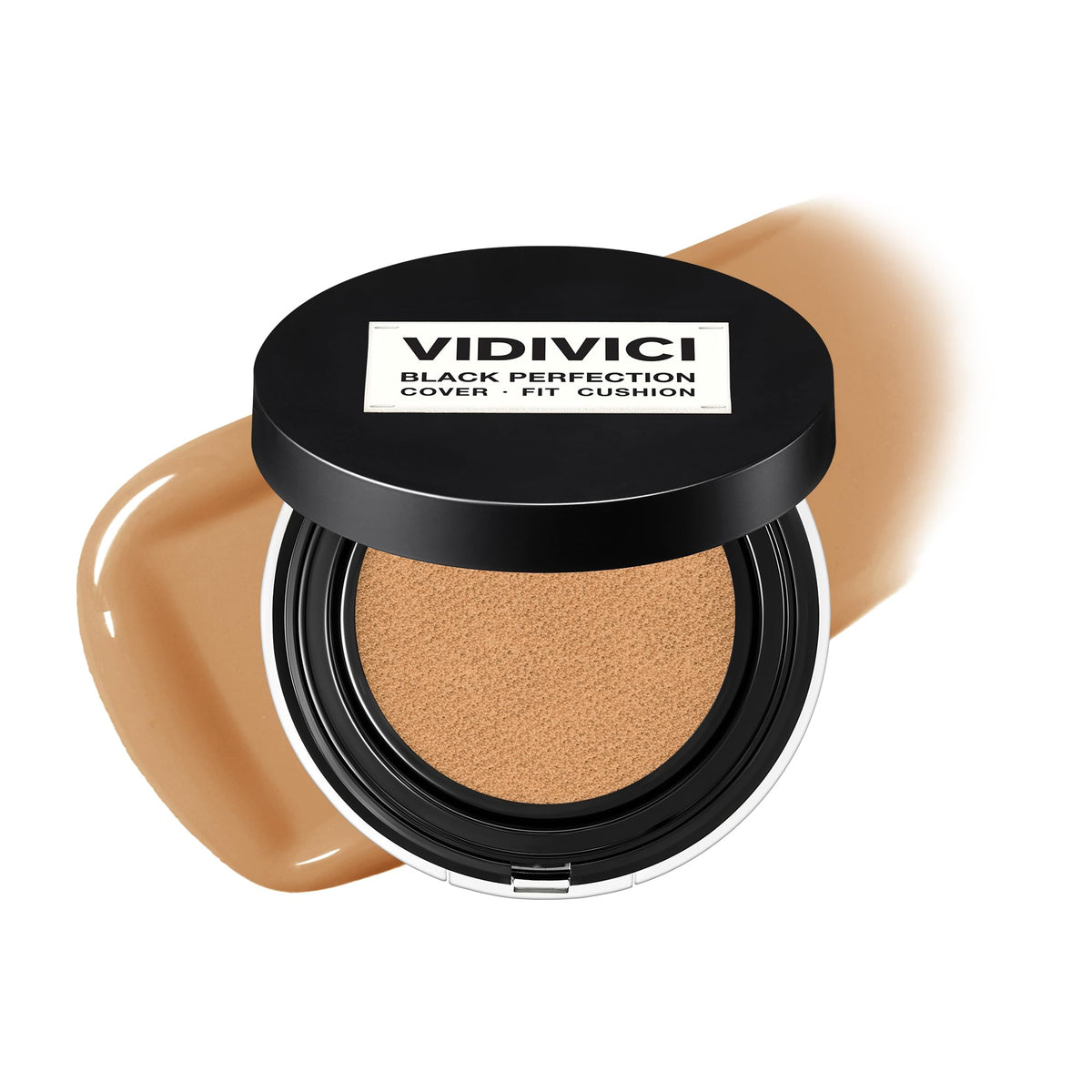VIDIVICI Black Perfection Cover Fit Cushion | Flawless Slim Coverage Cushion Foundation, Korean Makeup, Sweat-Resistant, Semi-Matte Finish, Long-Lasting, Bulidable, 0.45 Oz. (No. 40NC Sienna)