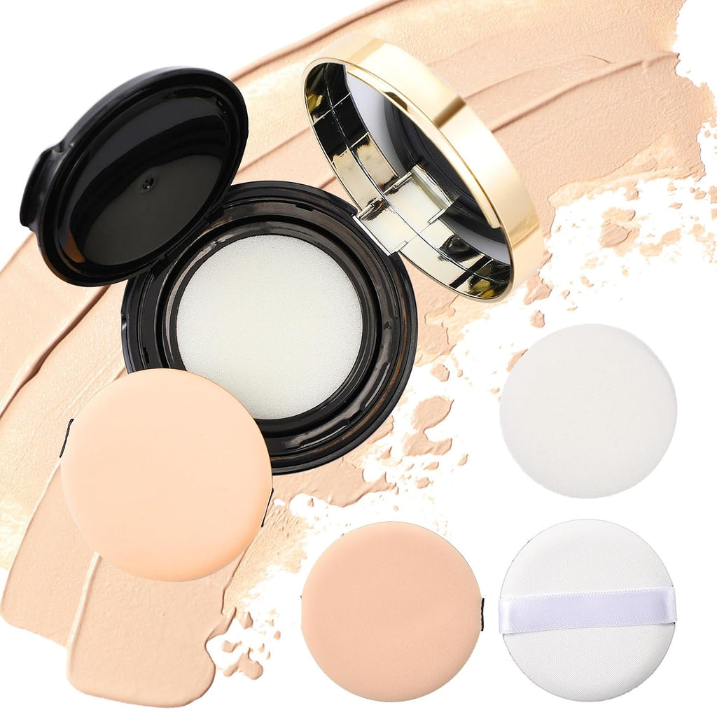 Patelai 7 Pcs Black Empty Cushion Compact with Mirror 0.5oz