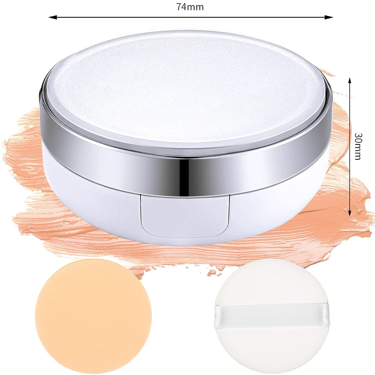 Patelai 7 Pcs Silver Empty Cushion Compact with Mirror 0.5oz