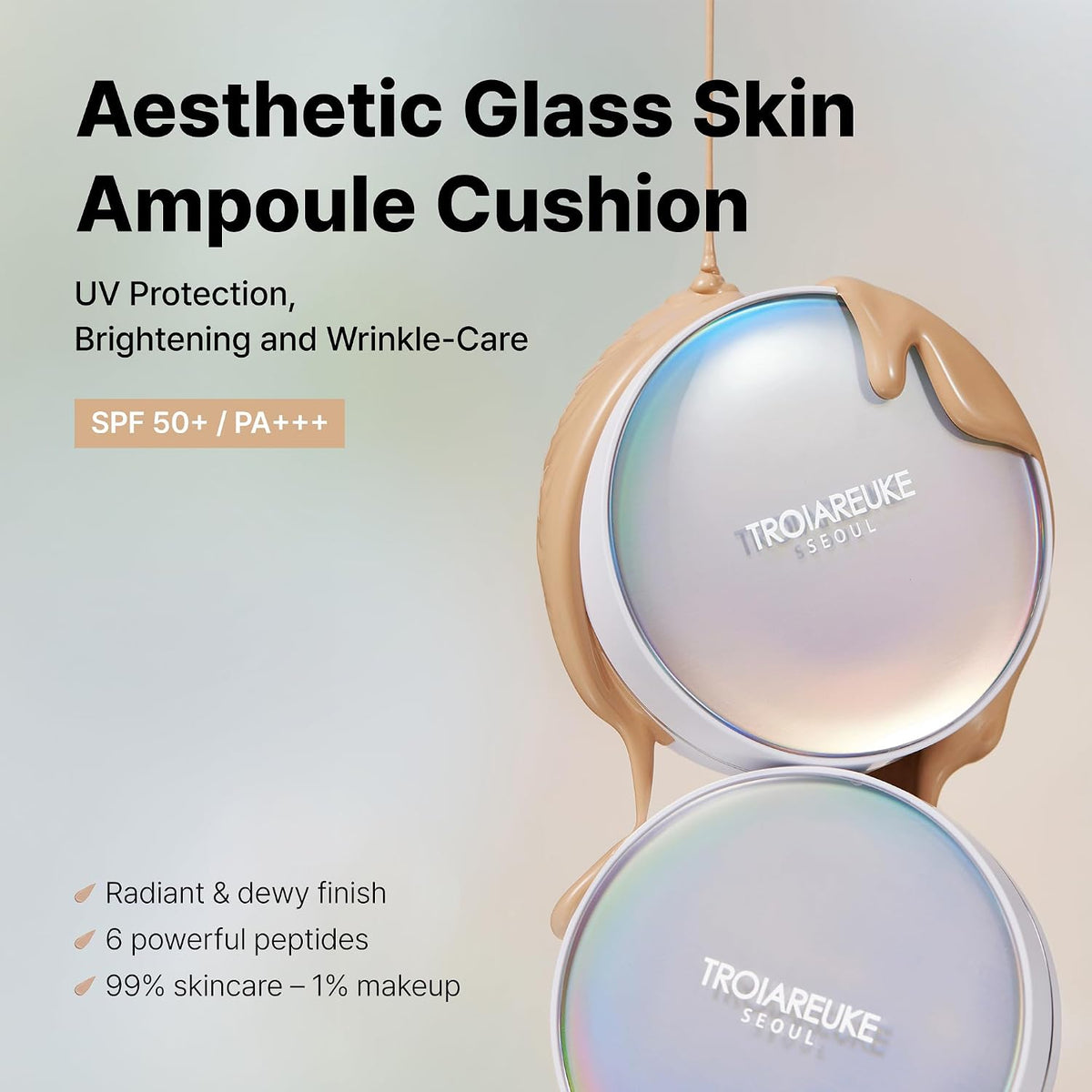 TROIAREUKE Seoul Bridal Cushion Foundation(22,Yellow Beige), Korean Cushion