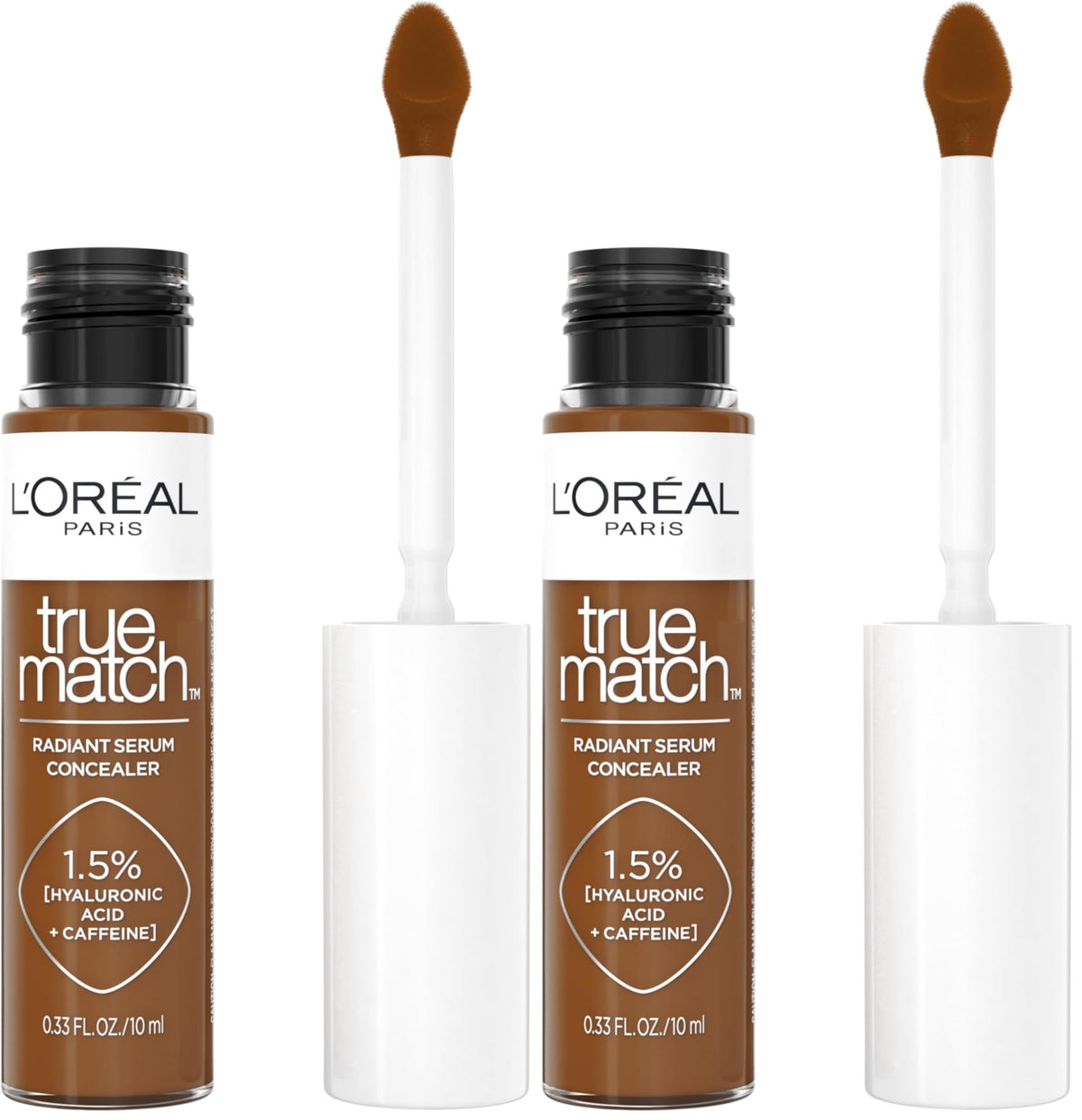 L'Oreal Paris True Match Radiant Serum Concealer, Brightening Under Eye Concealer Make Up with 1.5% Hyaluronic Acid and Caffeine, W3, 0.33 Oz