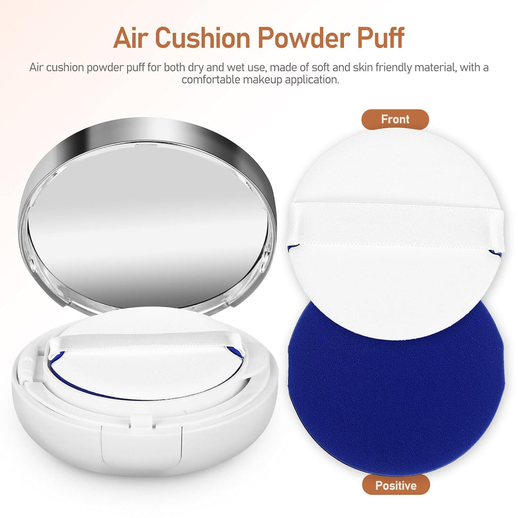 Beaupretty Empty Cushion Compact Case 2 pack Refillable Powder Box with Puff Portable Powder Container for Loose Body Storage Travel and Daily Use