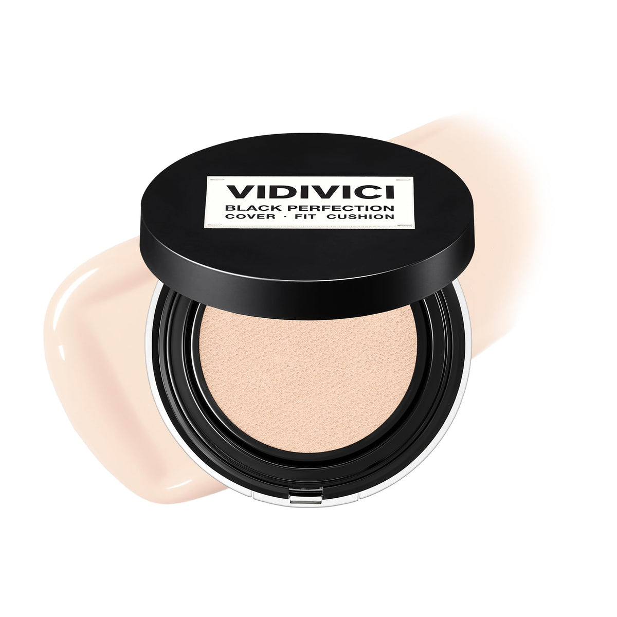 VIDIVICI Black Perfection Cover Fit Cushion | Flawless Slim Coverage Cushion Foundation, Korean Makeup, Sweat-Resistant, Semi-Matte Finish, Long-Lasting, Bulidable, 0.45 Oz. (No. 40NC Sienna)