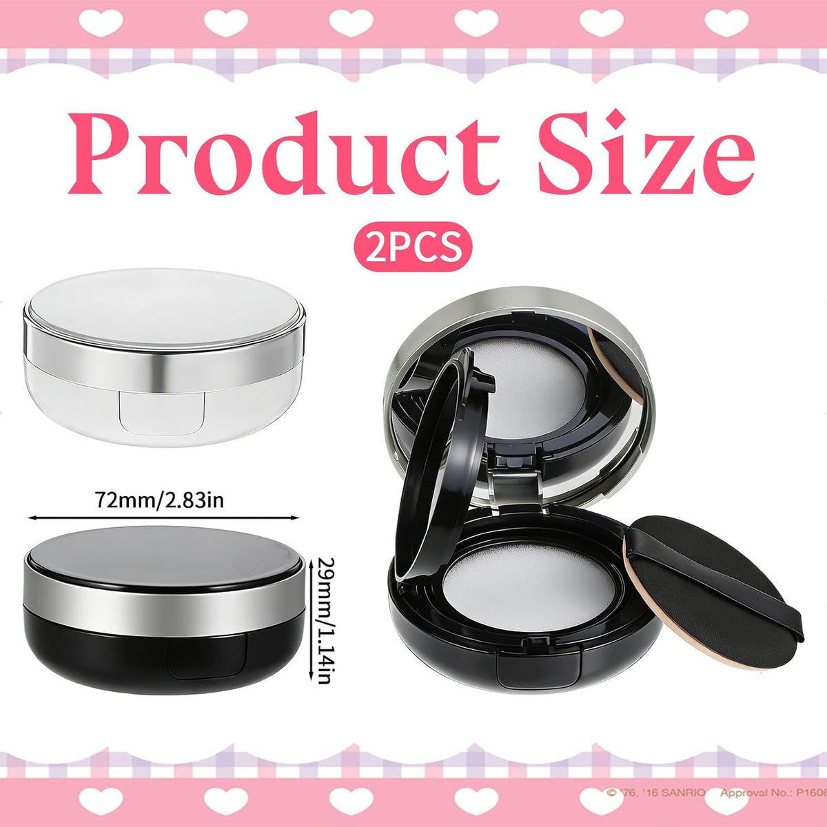 2 Pcs Loose Powder Container with Puff 15g/0.5oz Empty Cushion Foundation Compact Luxurious Cushion Foundation Box Portable DIY Makeup Powder Container with Air Sponge Mirror and Powders Puff