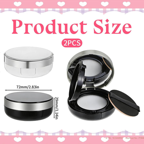 2 Pcs Loose Powder Container with Puff 15g/0.5oz Empty Cushion Foundation Compact Luxurious Cushion Foundation Box Portable DIY Makeup Powder Container with Air Sponge Mirror and Powders Puff