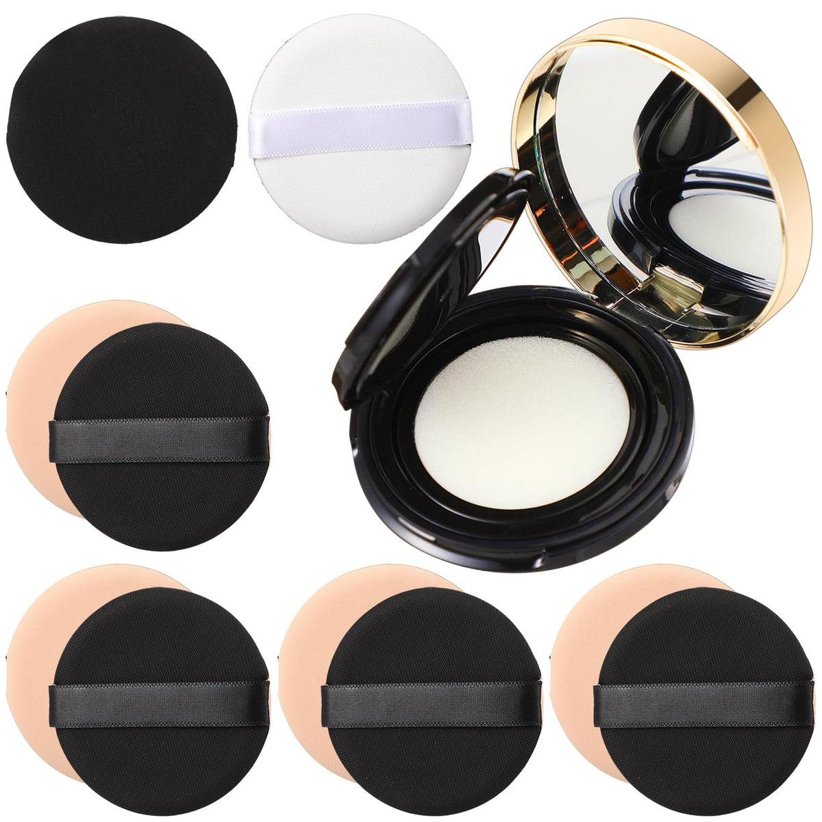 Patelai 7 Pcs Silver Empty Cushion Compact with Mirror 0.5oz