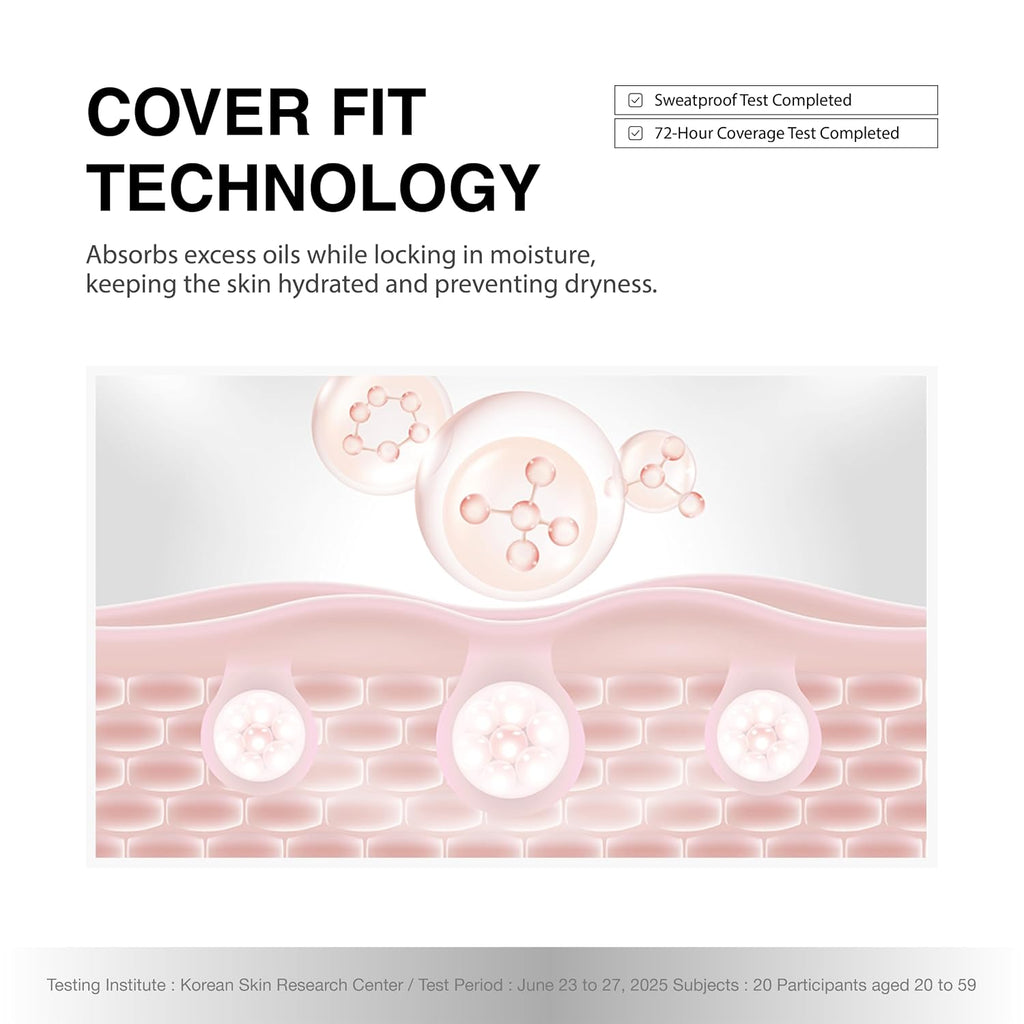 VIDIVICI Black Perfection Cover Fit Cushion | Flawless Slim Coverage Cushion Foundation, Korean Makeup, Sweat-Resistant, Semi-Matte Finish, Long-Lasting, Bulidable, 0.45 Oz. (No. 40NC Sienna)