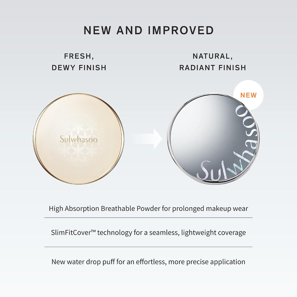 Sulwhasoo Perfecting Cushion SPF 46 Foundation | Korean Cushion Foundation with Medium Coverage | Evens Skin Tone & Blurs Imperfections | Hydrating Semi Matte Finish for Radiant Skin