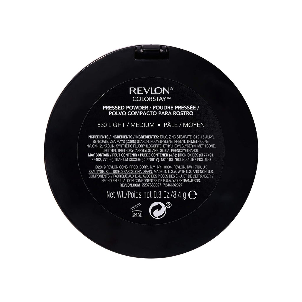Revlon ColorStay Pressed Powder Face Makeup, Longwearing, Fragrance-Free, Noncomedogenic, 830 Light Medium, 0.3 oz