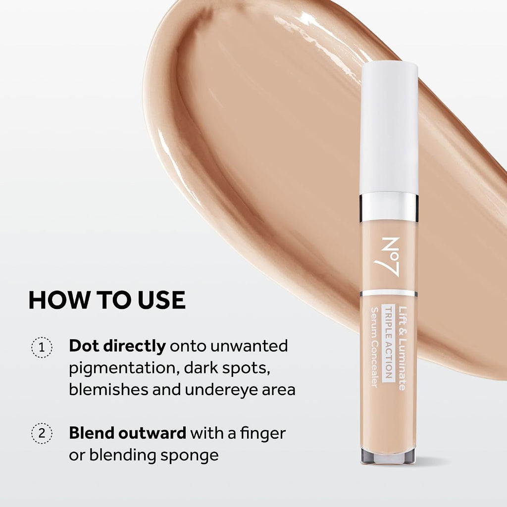 No7 Lift & Luminate Triple Action Serum Concealer, Fair, 8ml