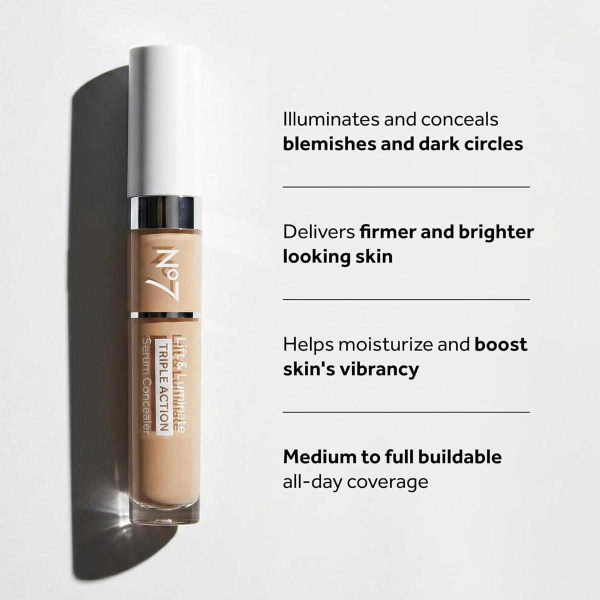No7 Lift & Luminate Triple Action Serum Concealer, Fair, 8ml