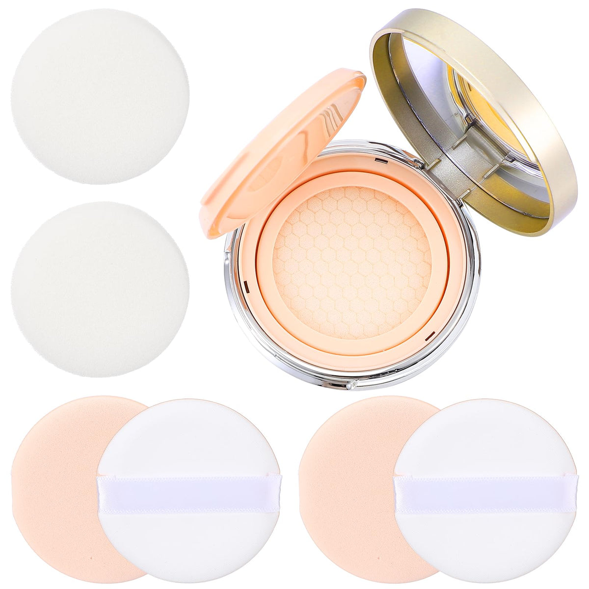 Patelai 7 Pcs Silver Empty Cushion Compact with Mirror 0.5oz