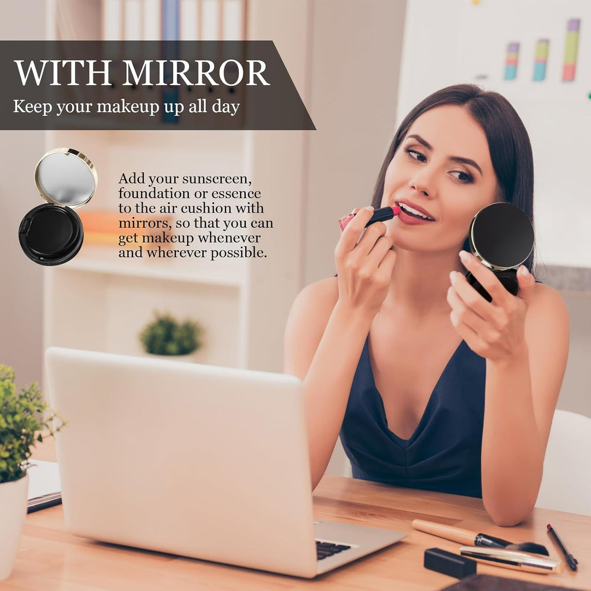 Zopeal 2 Pcs 15g/0.5oz Empty Luxurious Cushion Foundation Box Portable Cushion Compact Bb Puff Box Powder Container with Air Sponge Powder Puff and Mirror for Women Travel Sunscreen