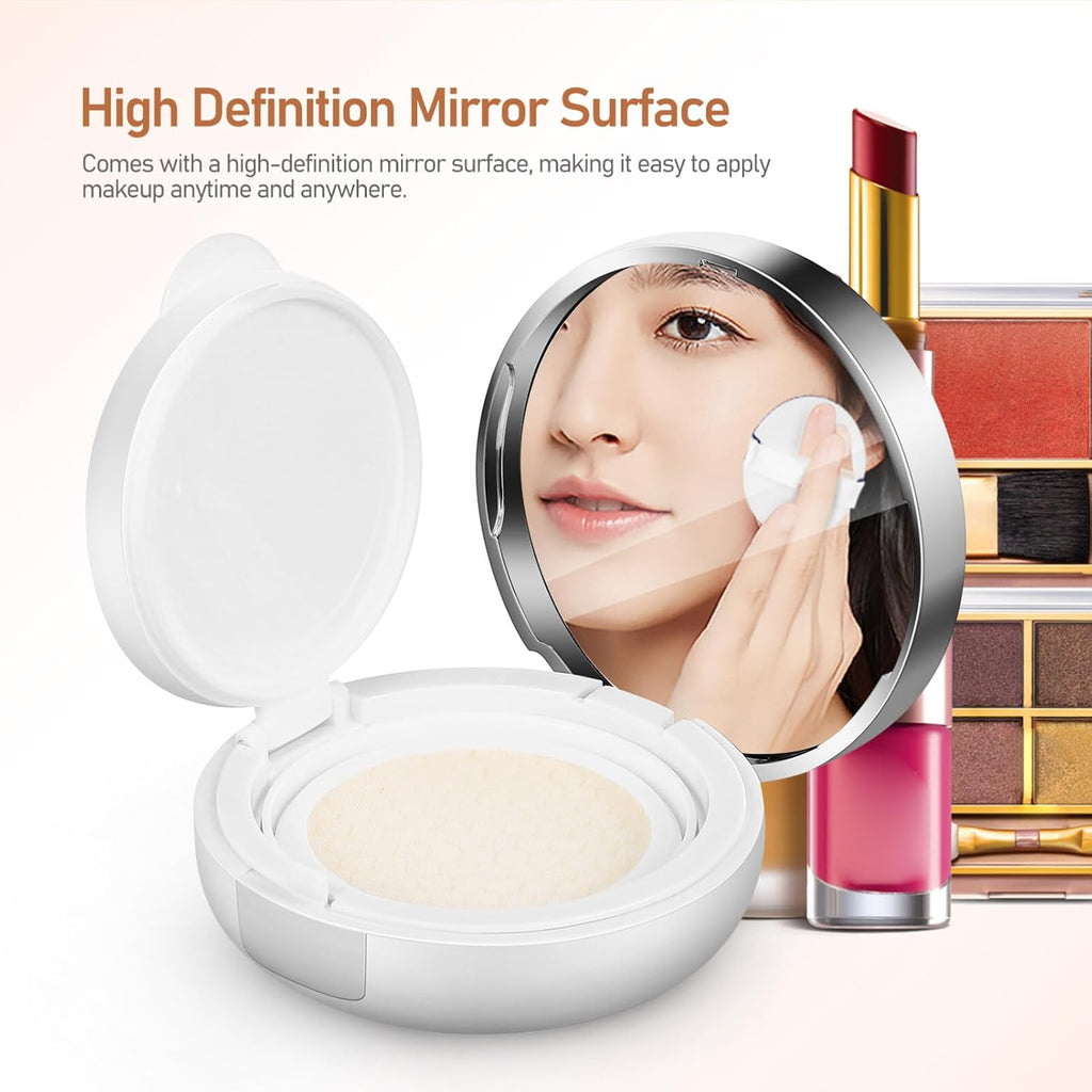 Beaupretty Empty Cushion Compact Case 2 pack Refillable Powder Box with Puff Portable Powder Container for Loose Body Storage Travel and Daily Use