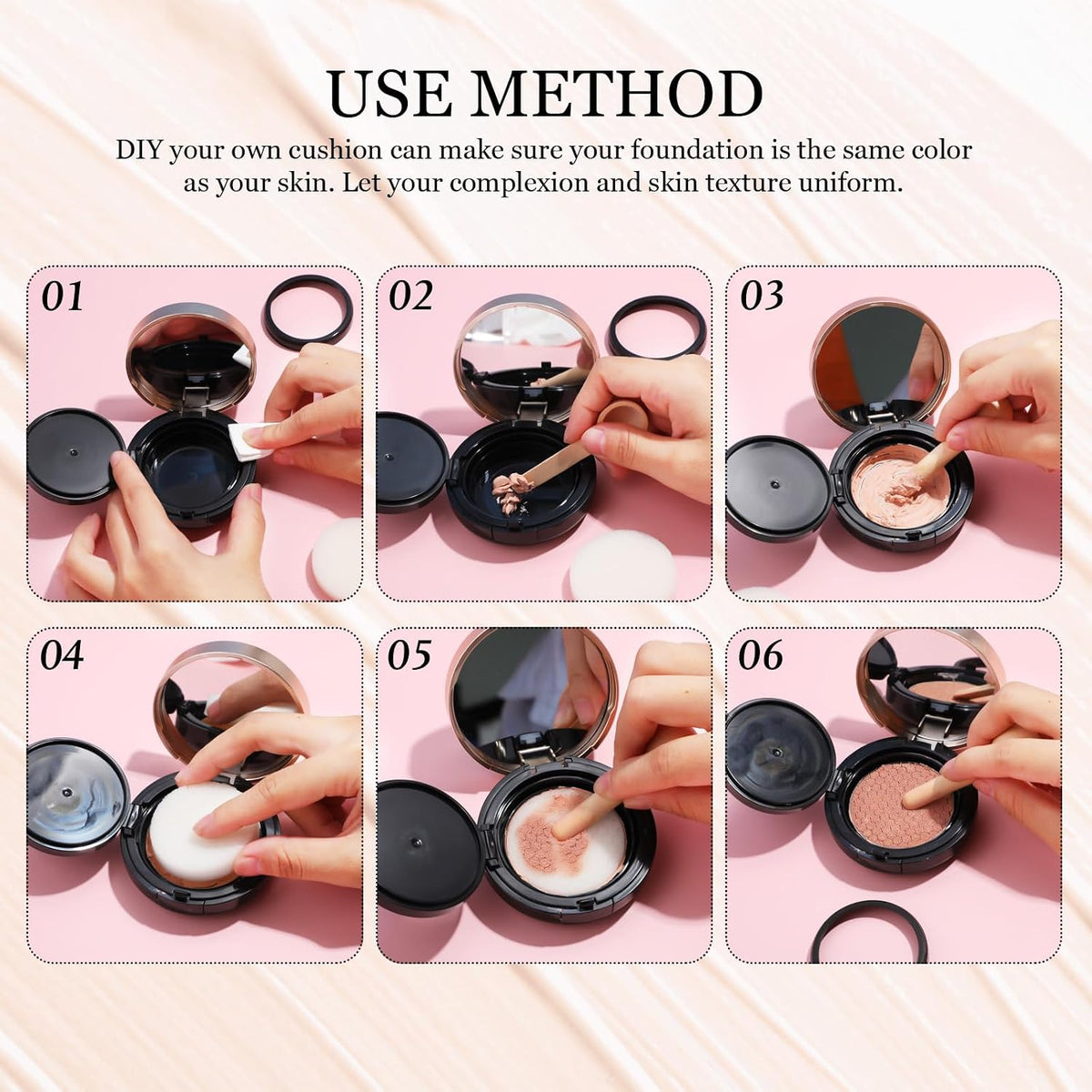 Zopeal 2 Pcs 15g/0.5oz Empty Luxurious Cushion Foundation Box Portable Cushion Compact Bb Puff Box Powder Container with Air Sponge Powder Puff and Mirror for Women Travel Sunscreen