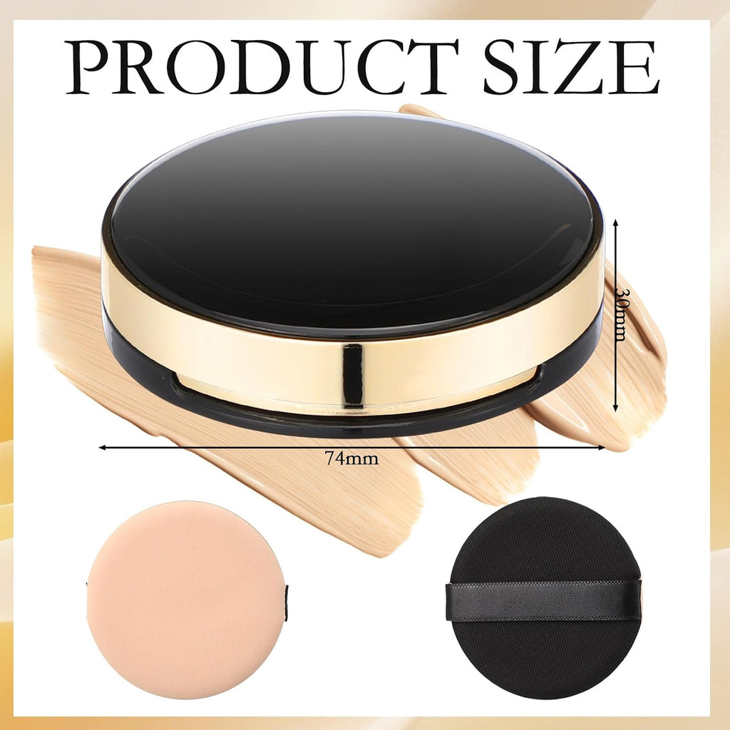 Patelai 7 Pcs Black Empty Cushion Compact with Mirror 0.5oz