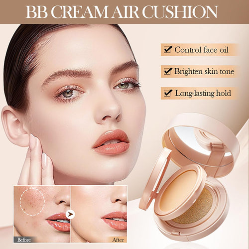 2in1 Air Cushion BB Cream, Double Layer Cushion Foundation, Oil-Control Setting Powder, Concealer Full Coverage, Long-Lasting and Even For All Skin Types, Color Changing Foundation (Natural Color)