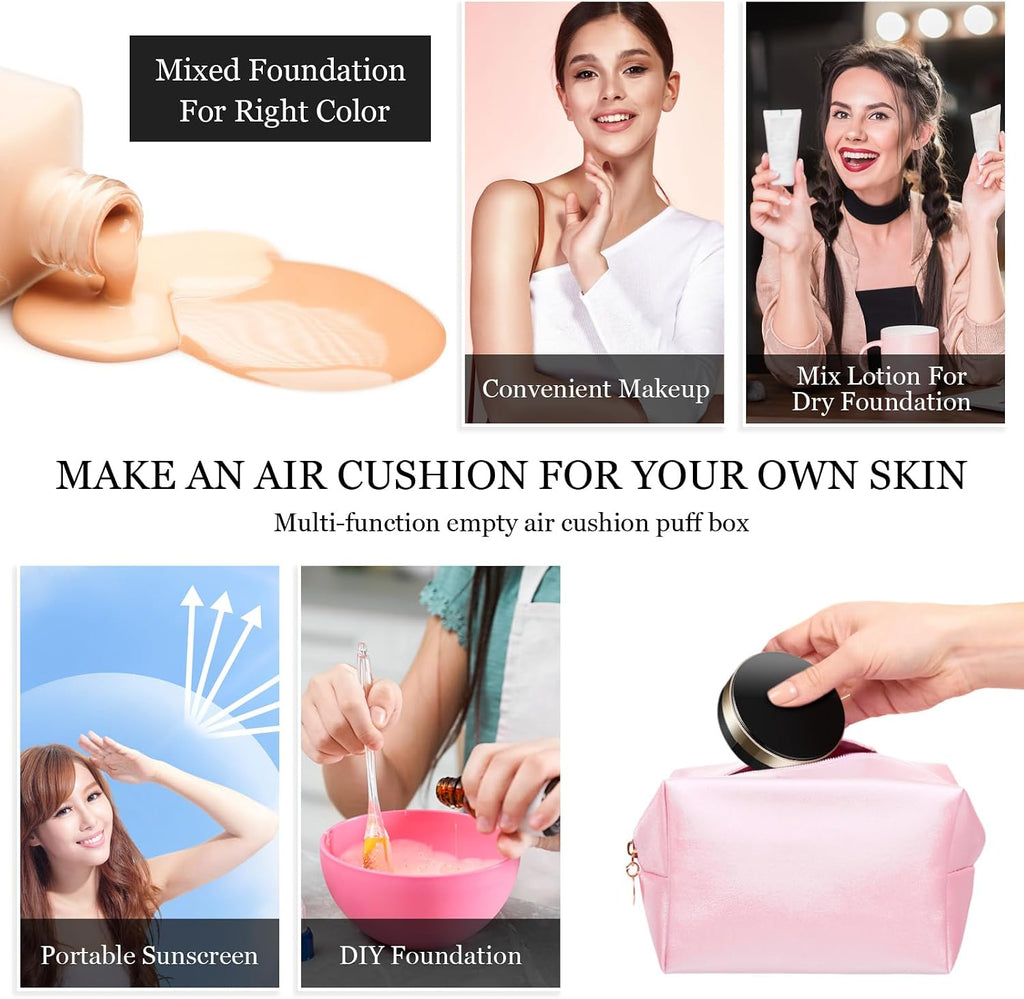 Zopeal 2 Pcs 15g/0.5oz Empty Luxurious Cushion Foundation Box Portable Cushion Compact Bb Puff Box Powder Container with Air Sponge Powder Puff and Mirror for Women Travel Sunscreen