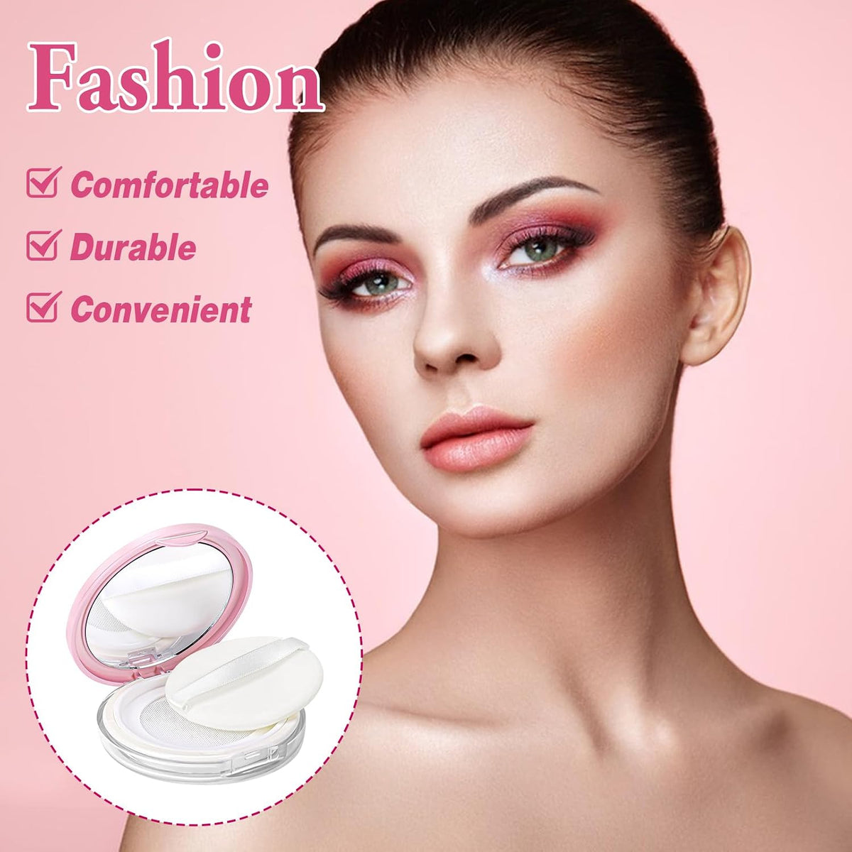 2 Pcs Loose Powder Container with Puff 0.17/0.7 oz Refillable Empty Compact Makeup Powder Travel Containers Case Portable Cushion Puff and Container with Mirror and Elasticated Net Sifter