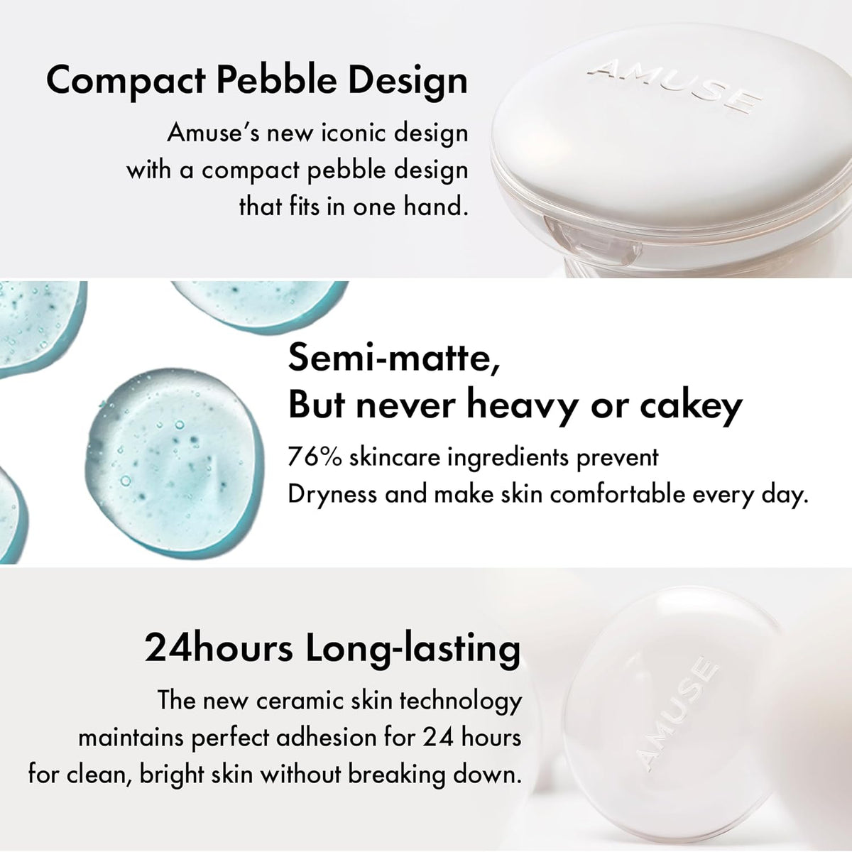 AMUSE SEOUL Ceramic Skin Perfector Cushion Foundation Refill (1.5 NATURAL REFILL) - Flawless Coverage, Semi Matte Glow, Long Lasting, Lightweight Satin Finish, Vegan, Korean Beauty Makeup (15g)