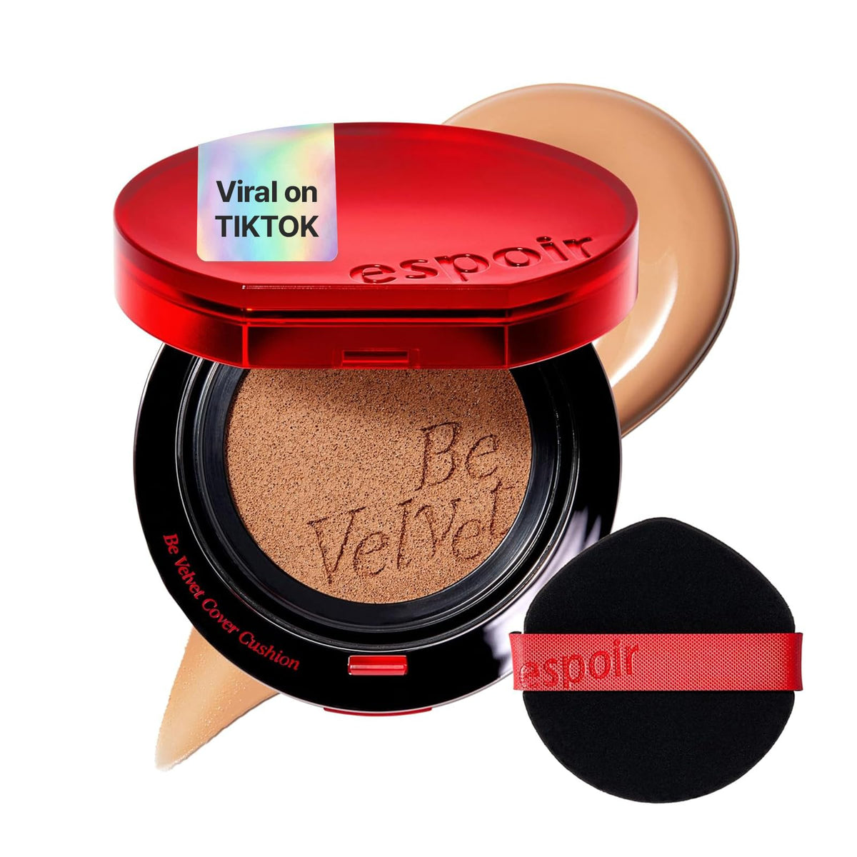 ESPOIR Be Velvet Cushion Foundation #23 Beige | Quick and Easy Coverage with Long-lasting Color by Zero Oxidation, Velvety Smooth Finish & Lightweight Formula, Vegan, Korean Makeup, 0.46 oz