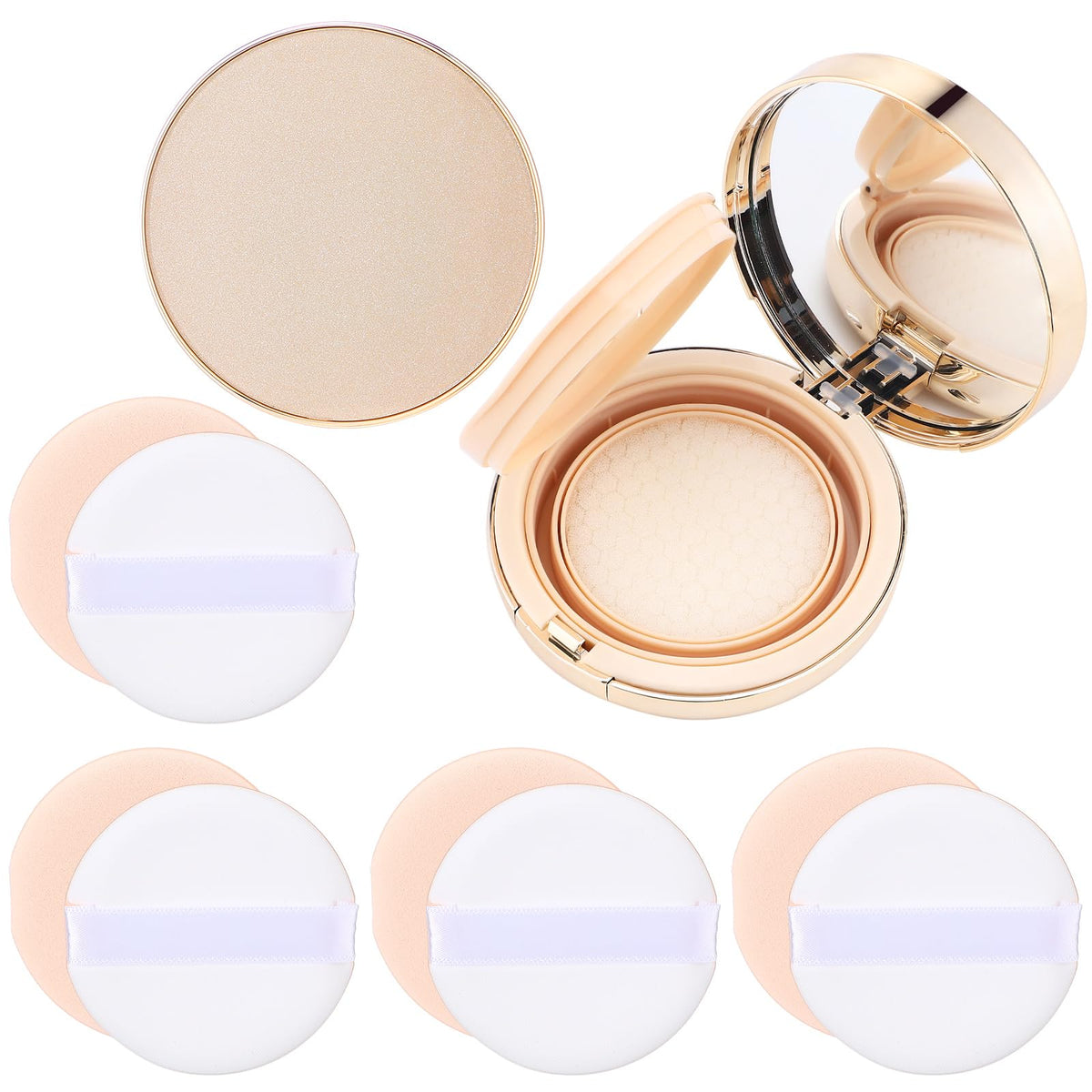 Patelai 7 Pcs Silver Empty Cushion Compact with Mirror 0.5oz