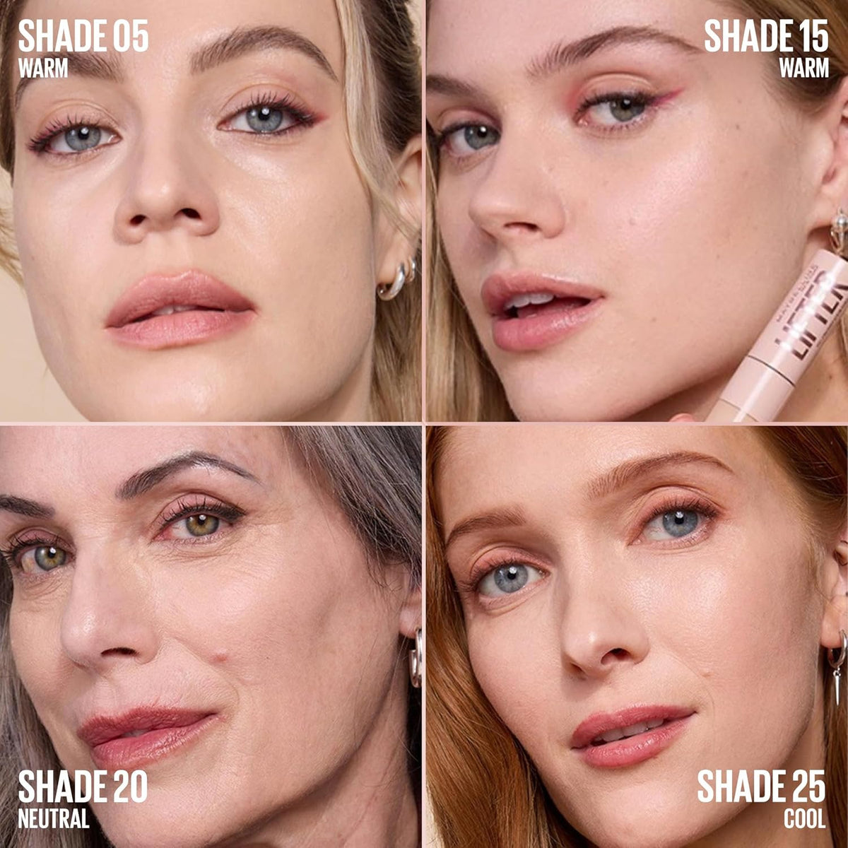 Maybelline Lifter Serum Concealer, Radiant Concealer with Full Coverage, Includes 2% Peptides + Caffeine to Hydrates & Brightens Under Eyes, 20, 1 Count