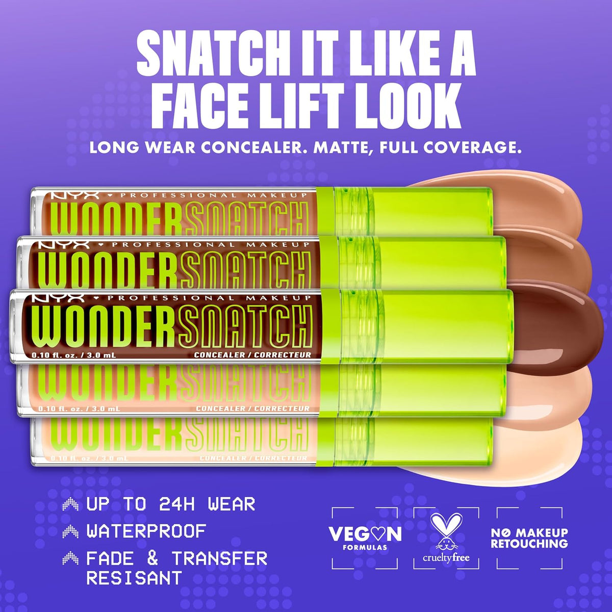 NYX PROFESSIONAL MAKEUP Wonder Snatch Concealer, Brightening, Lifting & Snatching Full Coverage Makeup Concealer with 24HR Wear, Vegan & Cruelty Free - Pale Cool