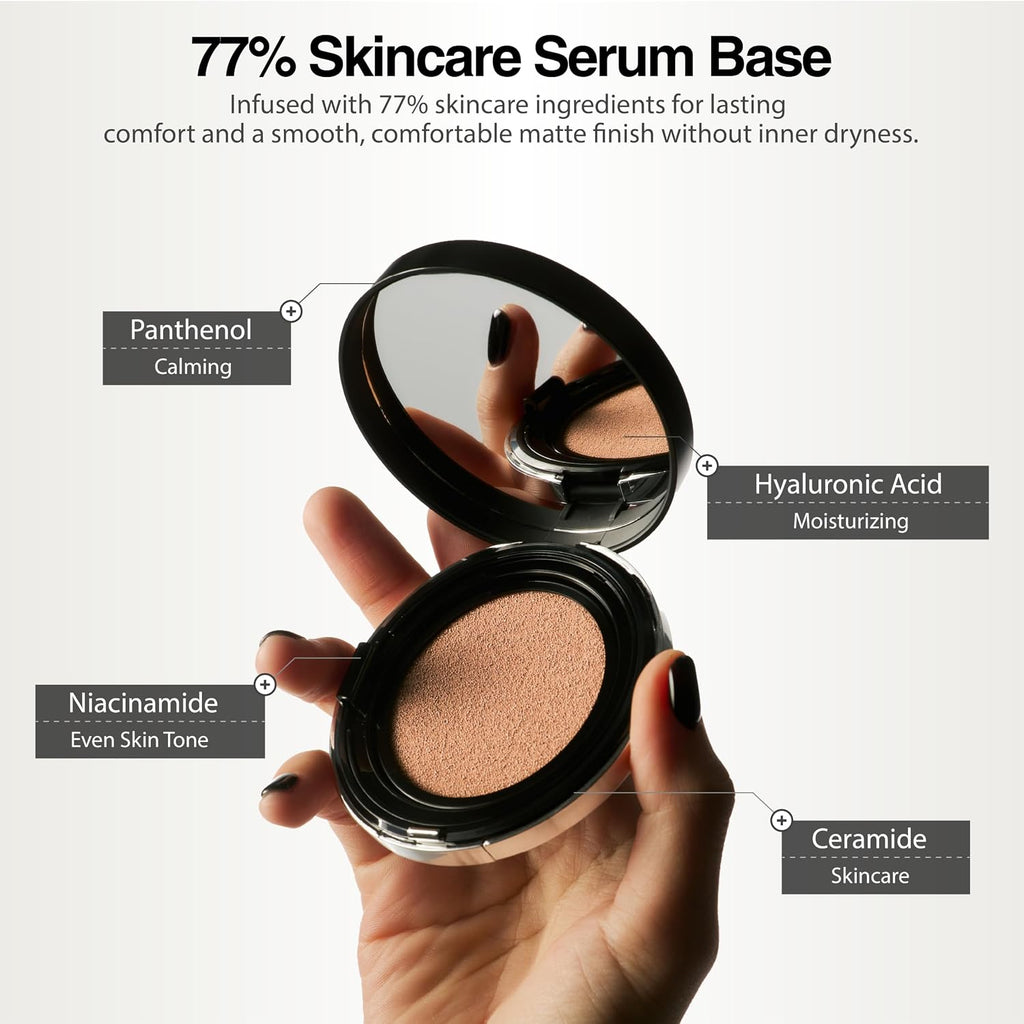 VIDIVICI Black Perfection Cover Fit Cushion | Flawless Slim Coverage Cushion Foundation, Korean Makeup, Sweat-Resistant, Semi-Matte Finish, Long-Lasting, Bulidable, 0.45 Oz. (No. 40NC Sienna)