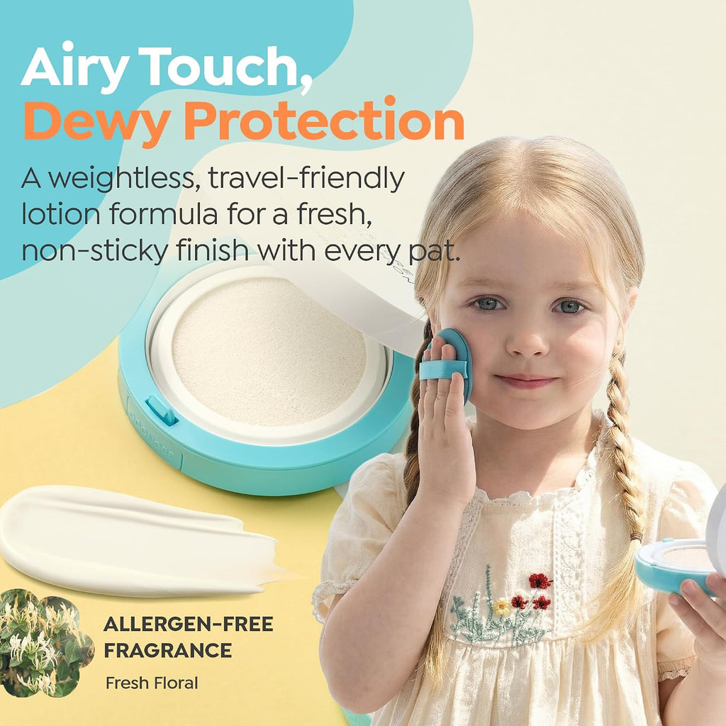GOONGBE Baby Mineral Sunscreen Cushion – Broad Spectrum SPF 50 with Non-Nano Zinc Oxide – Mess-Free Tap-On Compact with UV Indicator & Built-In Puff – Vegan, Oxybenzone-Free14g (0.49 oz)