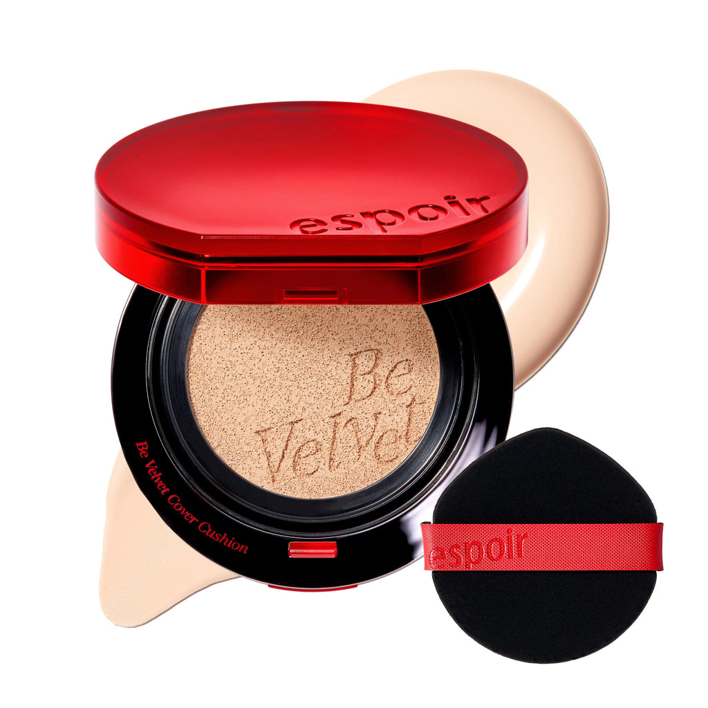 ESPOIR Be Velvet Cushion Foundation #21 Ivory | Quick and Easy Coverage with Long-lasting Color by Zero Oxidation, Velvety Smooth Finish & Lightweight Formula, Vegan, Korean Makeup, 0.46 oz