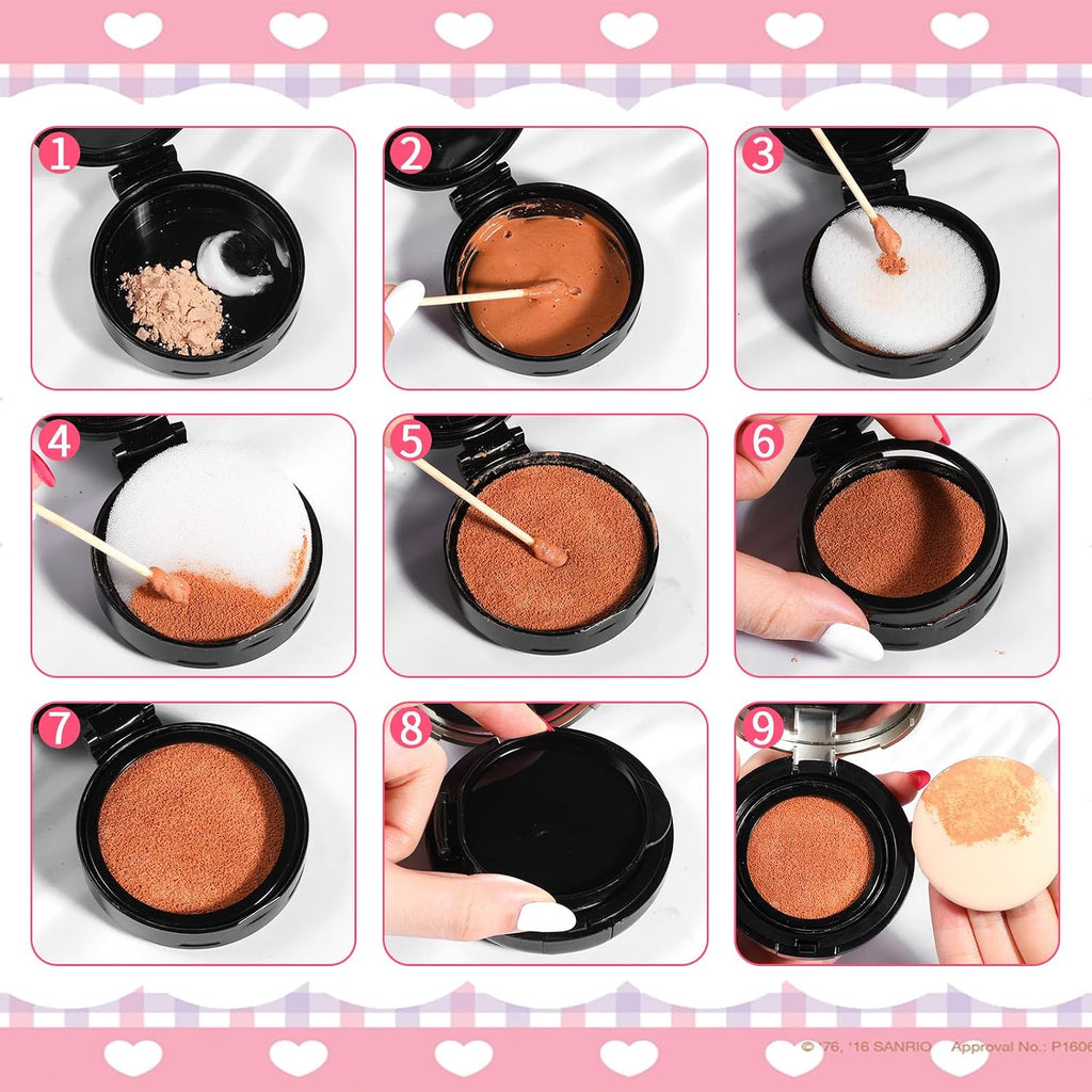 2 Pcs Loose Powder Container with Puff 15g/0.5oz Empty Cushion Foundation Compact Luxurious Cushion Foundation Box Portable DIY Makeup Powder Container with Air Sponge Mirror and Powders Puff