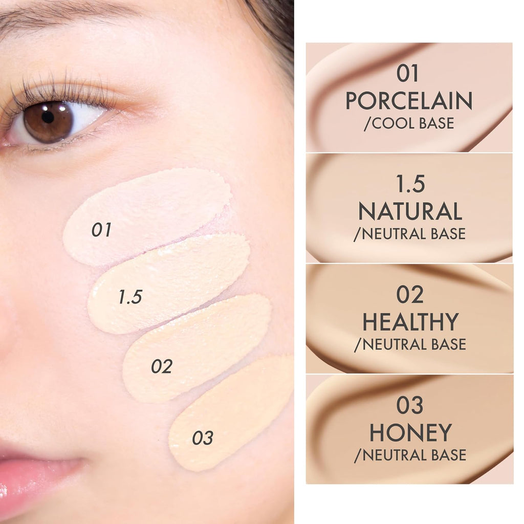 AMUSE SEOUL Ceramic Skin Perfector Cushion Foundation Refill (1.5 NATURAL REFILL) - Flawless Coverage, Semi Matte Glow, Long Lasting, Lightweight Satin Finish, Vegan, Korean Beauty Makeup (15g)