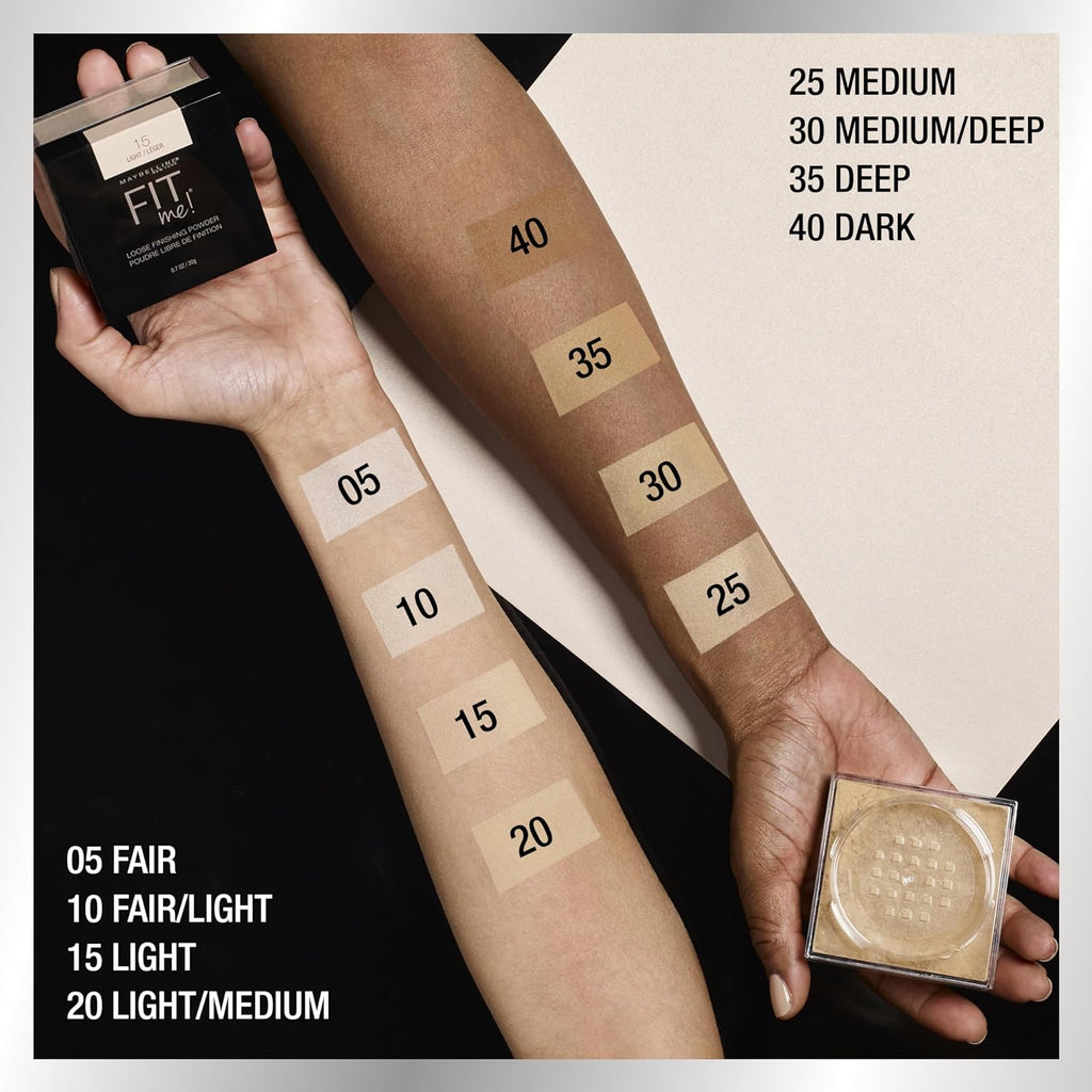 Maybelline Fit Me Loose Setting Powder, Face Powder and Finishing Makeup, Light, 1 Count